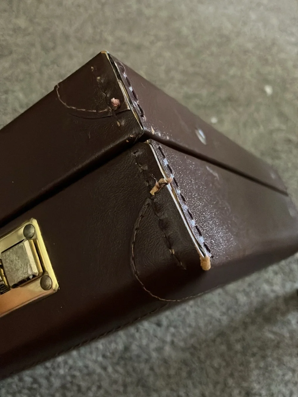 Men's Brown Leather Combination Lock Brief Case- Unbranded